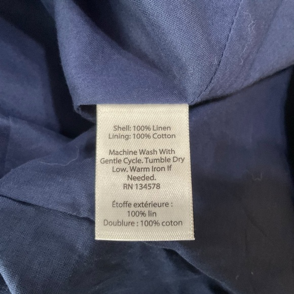 Vineyard Vines Navy Pleated Linen Sleeveless Top Size 6 - Picture 8 of 10